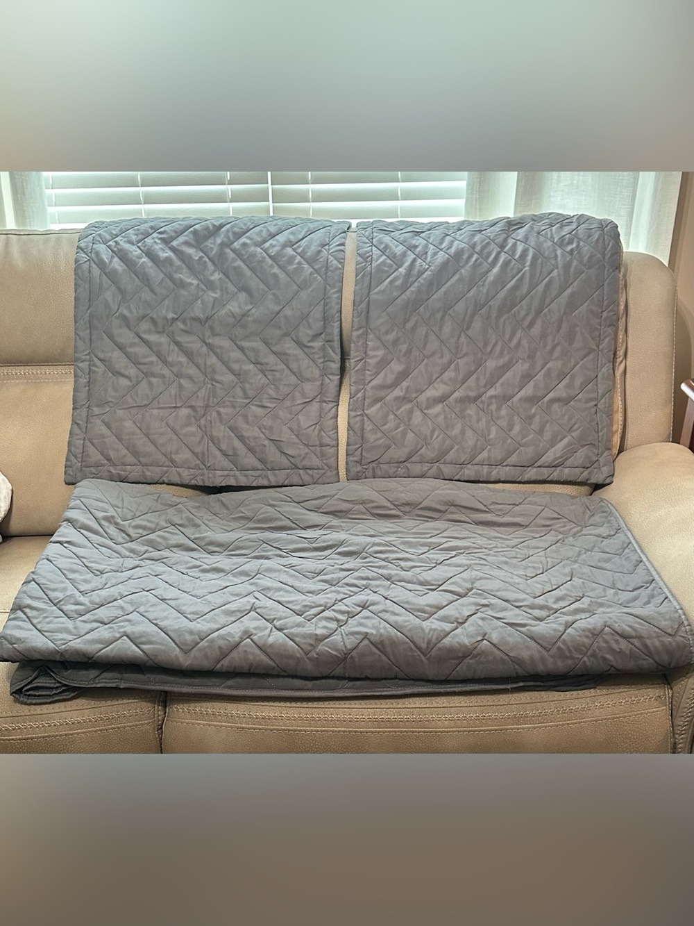 Gray Quilted Queen Comforter and Two Pillow Shams - Stylish Home Bedding